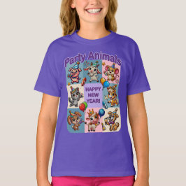 パーティー動物「新年おめでとう」 Tシャツ