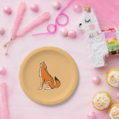 パーティー動物！赤いクールオオカミ – 保護 – オレンジ ペーパープレート (パーティー)