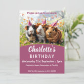 パーティー動物 – 3モルモット誕生日パーティー 招待状 (スタンド正面)