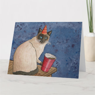 パーティー動物： Siamese Cat Card 8.5"x11" サンキューカード