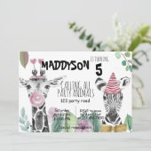 パーティー動物|Watercolor|Safari|KIDS招待状 招待状 (スタンド正面)