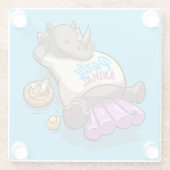 パーティー動物Rhinoインフレータブルマットレスマンガ ガラスコースター (裏面)