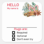 パーティー名タグおもしろいバッジのクリスマス スクエアシール (正面)