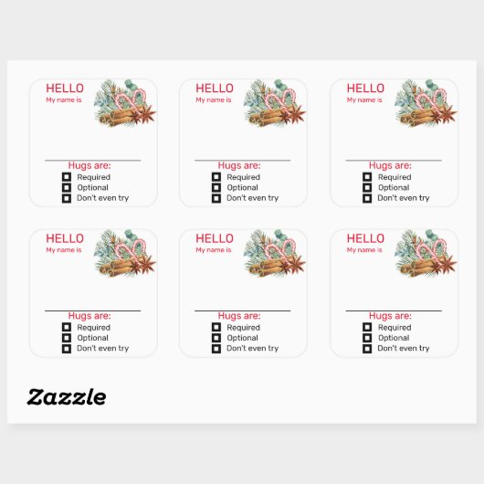 パーティー名タグおもしろいバッジのクリスマス スクエアシール (シート)