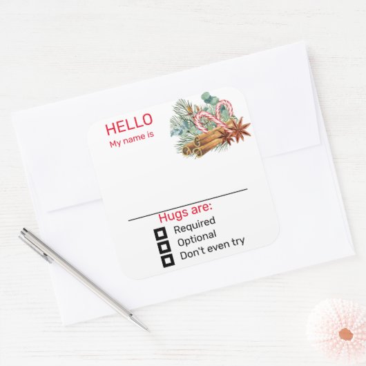 パーティー名タグおもしろいバッジのクリスマス スクエアシール (封筒)