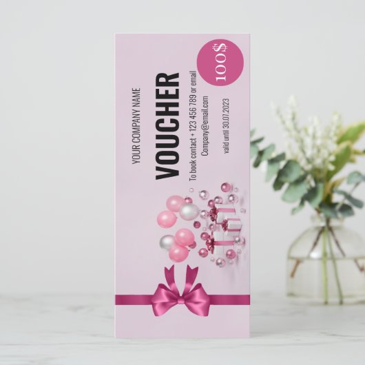 パーティー吹き出しピンクギフト伝票証明書 (スタンド正面)