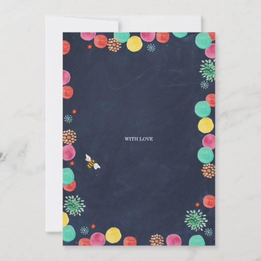 パーティー夏用の黒板 |誕生日招待状 招待状 (裏面)