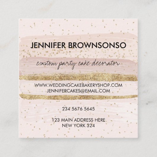 パーティー大事な行事ケータリングシェフイベントケーキベイカー スクエア名刺 (裏面)