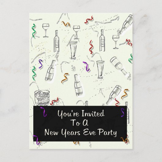 パーティー大晦日の インビテーションポストカード (正面)