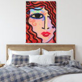 パーティー女子抽象芸術デジタルポートレートの女性 キャンバスプリント (インサイチュ (寝室))