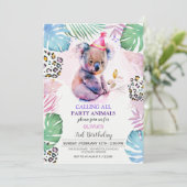 パーティー好きなコアラの誕生日招待状 招待状 (スタンド正面)
