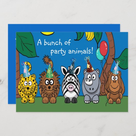 パーティー好きな人の子供の誕生日のパーティの招待状 招待状 (正面/裏面)