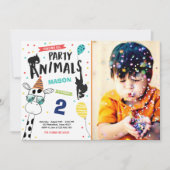 パーティー好きな人の誕生日の招待状の動物園の野生の黒 招待状 (正面)