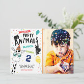 パーティー好きな人の誕生日の招待状の動物園の野生の黒 招待状 (スタンド正面)