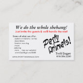 "パーティー好きな人"の-パーティーのプランナー、イベントのオルガナイザー 名刺 (裏面)