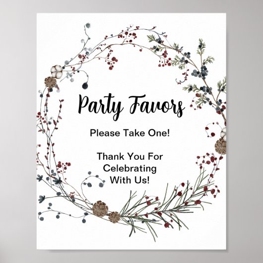 パーティー好み赤ちゃんシャワーwinterberryワイルドフラワー ポスター (正面)