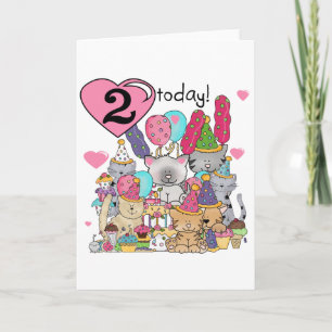 パーティー子猫誕生日Tシャツとギフト カード