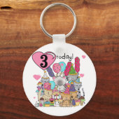 パーティー子猫誕生日Tシャツとギフト キーホルダー (正面)