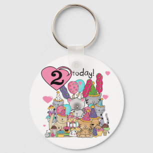 パーティー子猫誕生日Tシャツとギフト キーホルダー
