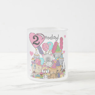 パーティー子猫誕生日Tシャツとギフト フロストグラスマグカップ