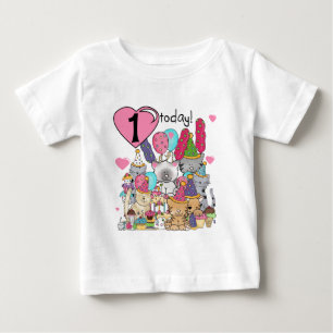 パーティー子猫誕生日Tシャツとギフト ベビーTシャツ
