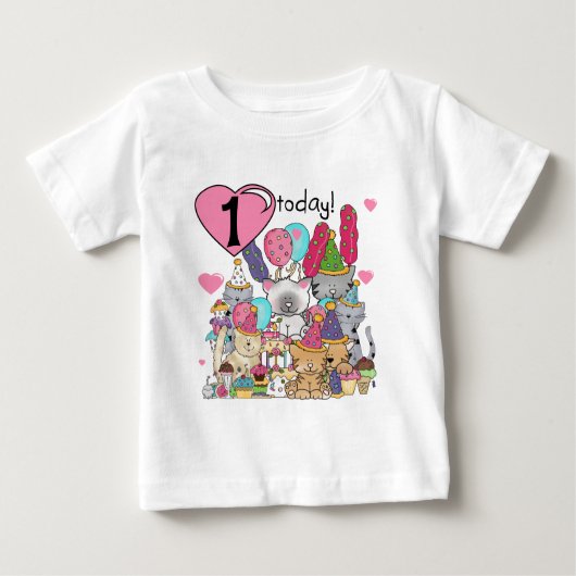 パーティー子猫誕生日Tシャツとギフト ベビーTシャツ (正面)