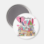 パーティー子猫誕生日Tシャツとギフト マグネット (正面/裏面)