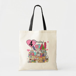 パーティー子猫4歳の誕生日Tシャツとプレゼント トートバッグ