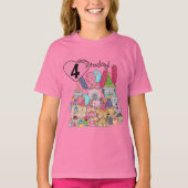 パーティー子猫4歳の誕生日Tシャツとプレゼント Tシャツ (正面)