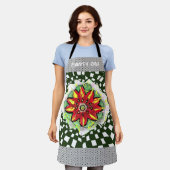 パーティー市松模様におもしろいブリッ絵画ズ エプロン (着用した状態)