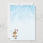 パーティー帽をかぶったかわいい子犬の誕生日 サンキューカード (裏面)