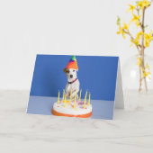 パーティー帽をかぶったジャック・ラッセル・テリア カード (黄色い花)