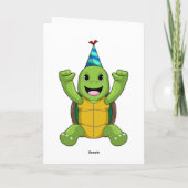 パーティー帽をかぶった誕生日のカメ カード (裏面)