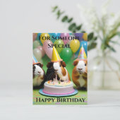 パーティー帽をかぶった誕生日の豚たちと誕生日パーティー、誕生日、 ポストカード (スタンド正面)
