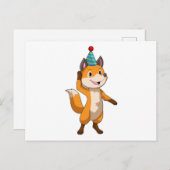 パーティー帽を被ったパーティーのキツネ ポストカード (正面/裏面)