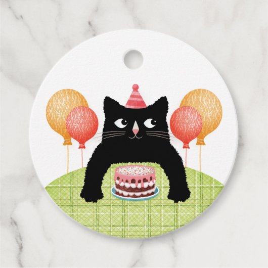 パーティー帽子と誕生日ケーキの猫 フェイバータグ (正面)