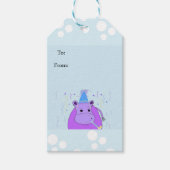 パーティー帽子の漫画のヒッポ ギフトタグ (正面)