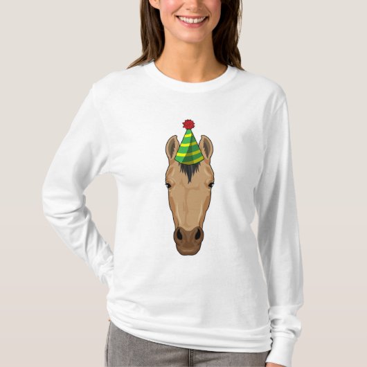パーティー帽子の馬 Tシャツ (正面)