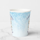 パーティー帽子をかぶったかわいい子犬の誕生日 紙コップ (右)