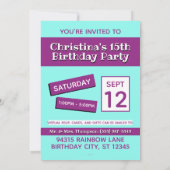 パーティー帽子をかぶったアルパカ 招待状 (裏面)