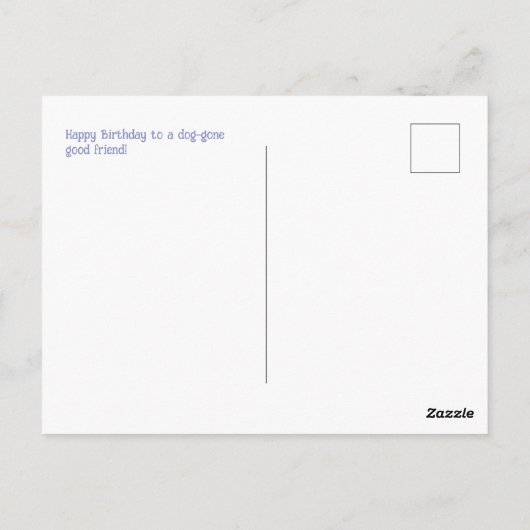 パーティー帽子をかぶったドッグと一緒に、とことん楽しい誕生日を！ ポストカード (裏面)