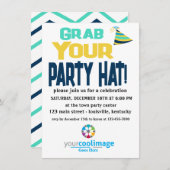 パーティー帽子をゲット！編集可能な法人招待状 招待状 (正面/裏面)