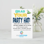 パーティー帽子をゲット！編集可能な法人招待状 招待状 (スタンド正面)