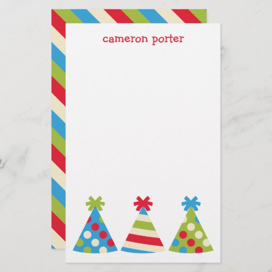 パーティー帽子パーソナライズされた文具 (正面/裏面)