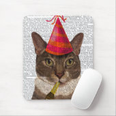 パーティー帽子付き亀甲猫 マウスパッド (マウス)