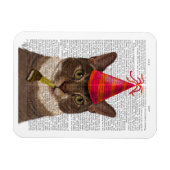 パーティー帽子付き亀甲猫 マグネット (横)