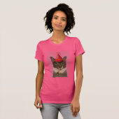 パーティー帽子付き亀甲猫 Tシャツ (正面フル)