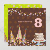 パーティー帽子、子供の誕生日パーティー 招待状 (正面/裏面)