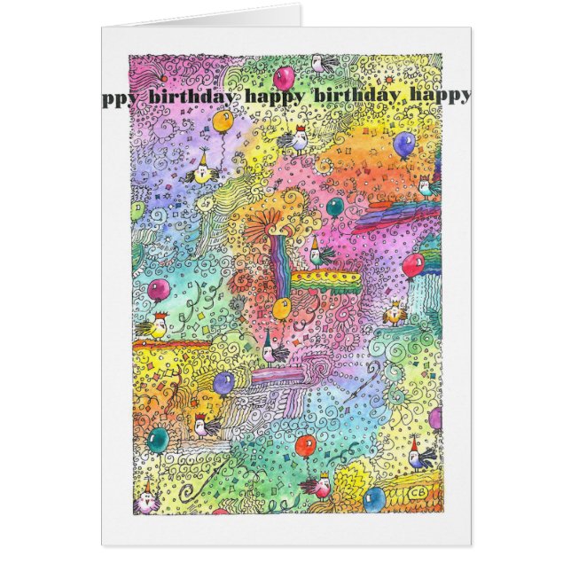 「パーティー帽子」誕生日カード (正面)