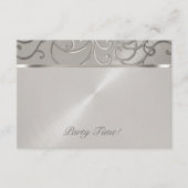 パーティー後のエレガントなシルバー フィリグリー スワール 招待状 (正面)